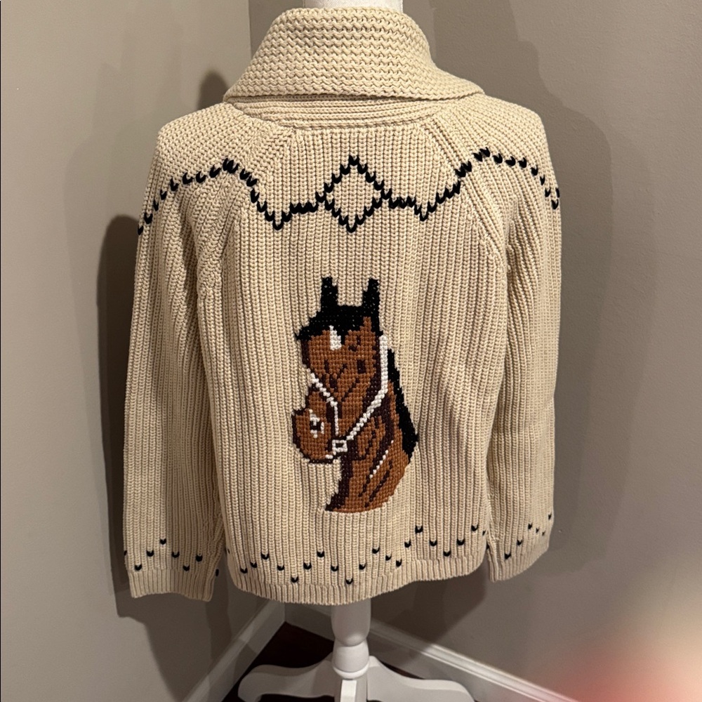 The Great. NWT The Horse Lodge Cardigan. Open cardigan with horse motif - Picture 8 of 12